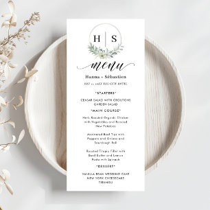 Elegant Wreath Monogram Wedding  Menu