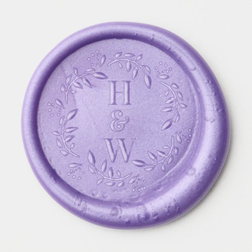 Elegant Wreath Monogram Wedding Wax Seal Sticker