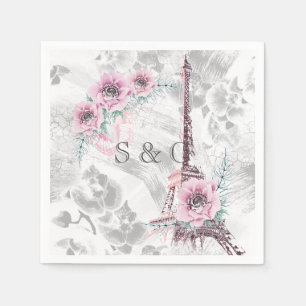 Elegant Wreath of pink flowers. Napkins