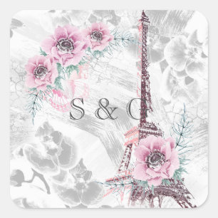 Elegant Wreath of pink flowers. Square Sticker