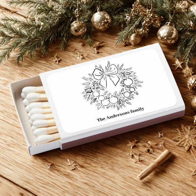 Elegant Wreath Personalized Matchbox | Modern Mini Matchboxes (Creator Uploaded)