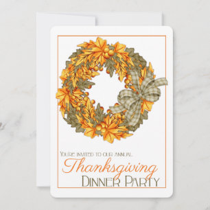 Elegant Wreath Thanksgiving Dinner Party Invite 15