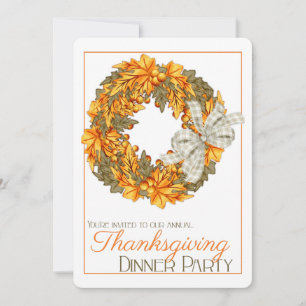 Elegant Wreath Thanksgiving Dinner Party invite 16