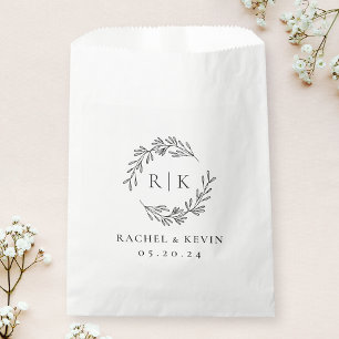 Elegant Wreath Wedding Initial Monogram Favor Bag