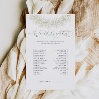 Elegant Wreath Would She Rather Bridal Game Flyer