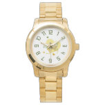 Elegant Wristwatch with golden hearts and flowers