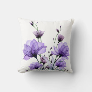 Elegant X-Ray Purple Floral Throw Pillow
