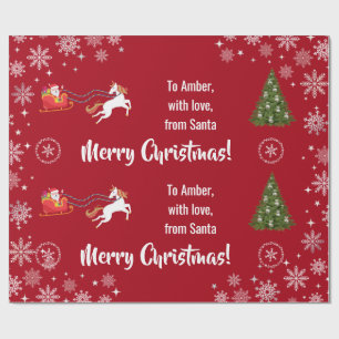 Elegant Xmas Santa's Sleigh Unicorn Personalize Wrapping Paper