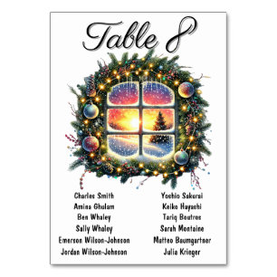 Elegant Xmas Wedding Table Seating Chart Cards