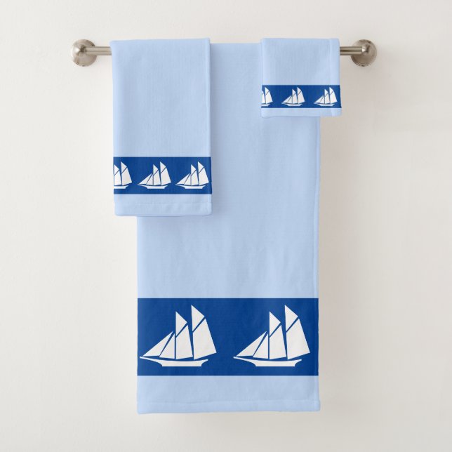 Elegant  Yacht Pattern Bath Towel Set (Insitu)