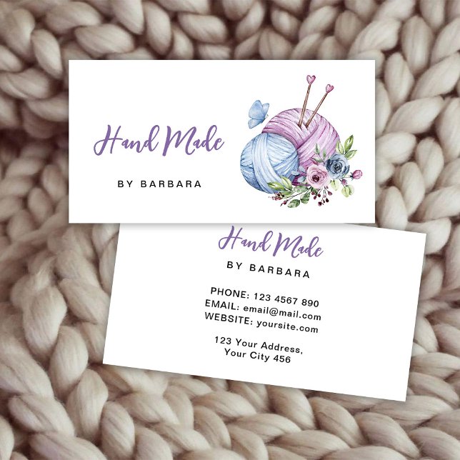 Elegant Yarn Knitting Needles Business Card (Creator Uploaded)