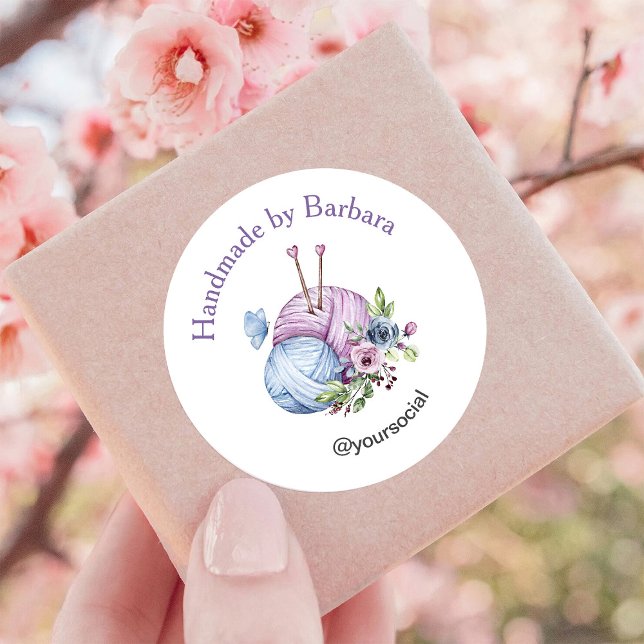 Elegant Yarn Knitting Needles Classic Round Sticker (Creator Uploaded)