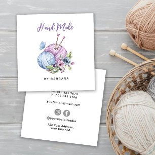 Elegant Yarn  Knitting Needles Square Business Card