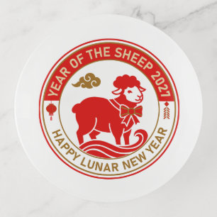 Elegant Year of the Sheep 2027 Lunar New Year Trinket Tray