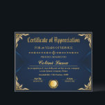 Elegant Years of Service Certificate - Royal Blue<br><div class="desc">Elegant Years of Service Certificate - Royal Blue & Gold __________________________________ Celebrate dedication and hard work with our stunning Years of Service Certificate in a sophisticated royal blue and gold design! Perfect for recognizing employees, team members, or colleagues, this elegant and professional certificate adds a touch of prestige to any...</div>