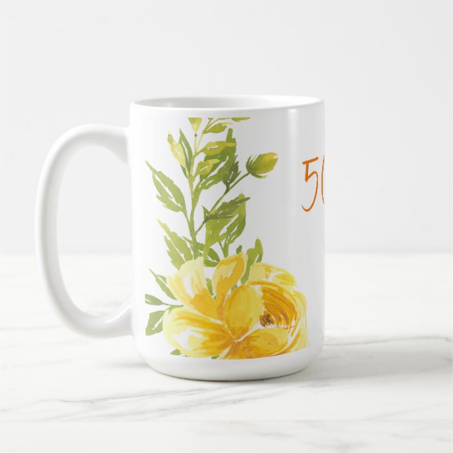Elegant Yellow 50th Monogram Wedding Anniversary  Coffee Mug (Left)