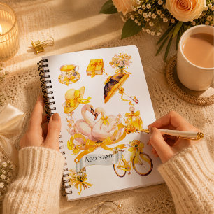 Elegant Yellow Aesthetic spring notbook– Vintage F Notebook