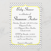 Elegant Yellow and Gray Chevron Baby Shower Invitation