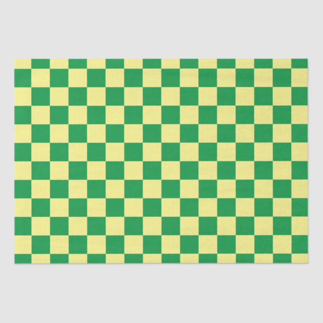 Elegant Yellow and Green Checkerboard  Tissue Paper (Front)