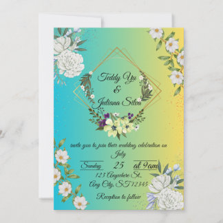 Elegant Yellow And Green Wedding Invitation 