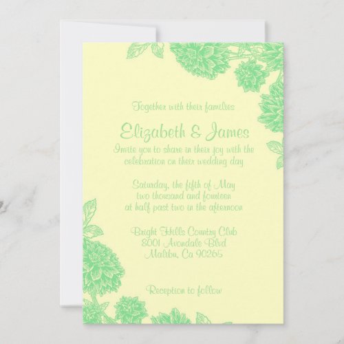Elegant Yellow And Green Wedding Invitations