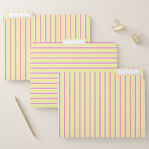 Elegant Yellow and Hot Pink Striped File Folder
