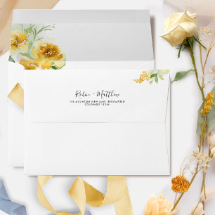 Elegant Yellow and Ochre Floral Wedding Envelope