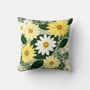 Elegant Yellow And White Daisies Flowers Throw Pillow