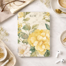 Elegant Yellow and White Floral Monogram