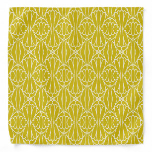 Elegant Yellow Art Deco Pattern with Diamond Motif Bandana
