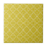 Elegant Yellow Art Deco Pattern with Diamond Motif Ceramic Tile<br><div class="desc">Yellow art deco pattern featuring symmetrical,  fan-like shapes and diamond motifs. The intricate design is ornate and elegant,  creating a classic vintage feel.</div>