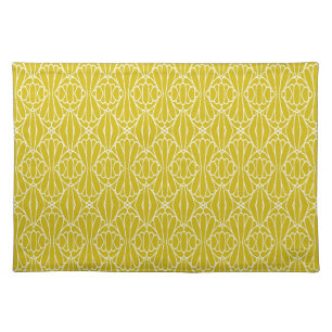 Elegant Yellow Art Deco Pattern with Diamond Motif Cloth Placemat