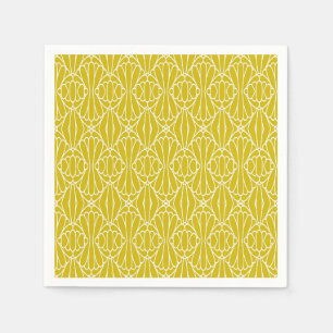 Elegant Yellow Art Deco Pattern with Diamond Motif Napkins