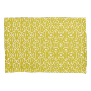 Elegant Yellow Art Deco Pattern with Diamond Motif Pillow Case
