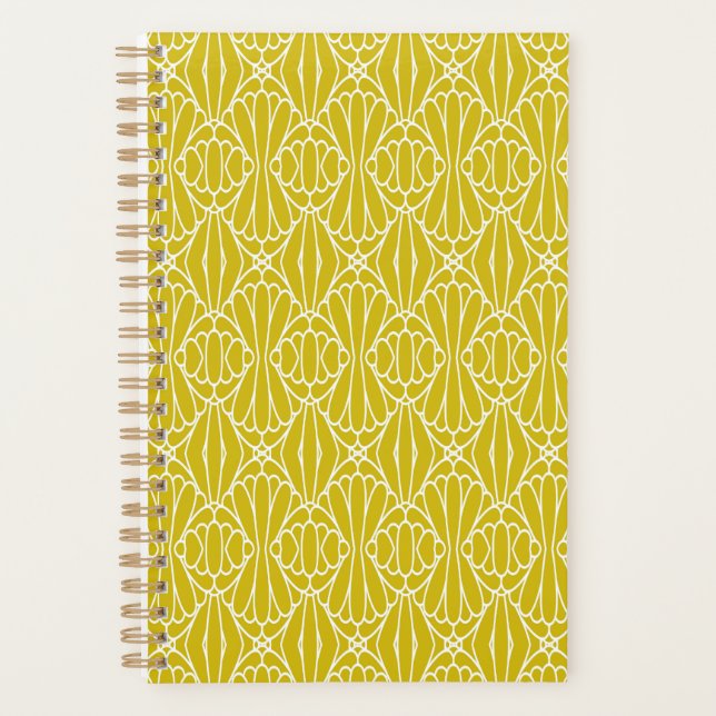 Elegant Yellow Art Deco Pattern with Diamond Motif Planner (Front)