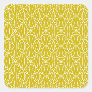 Elegant Yellow Art Deco Pattern with Diamond Motif Square Sticker
