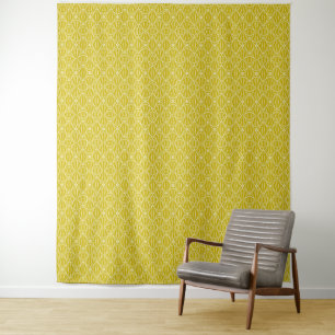 Elegant Yellow Art Deco Pattern with Diamond Motif Tapestry