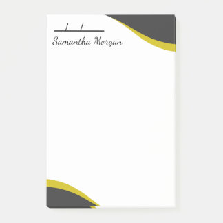 Elegant yellow & black waves customizable post-it notes