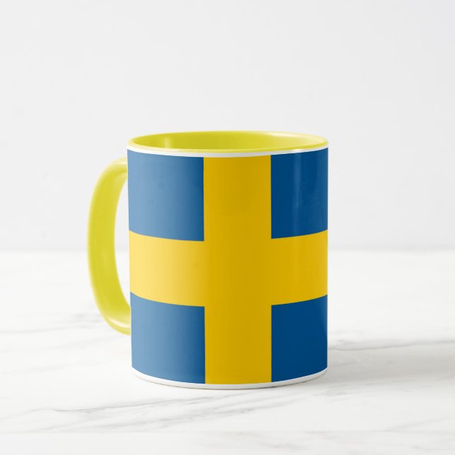 Elegant Yellow & Blue Swedish Flag Mug (Front Left)