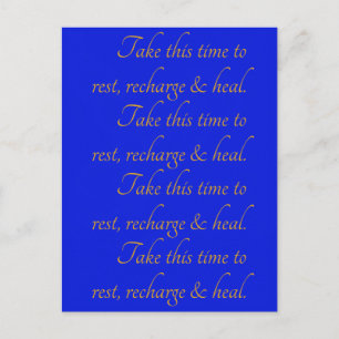 Elegant Yellow Blue Typography Take Time Rest Heal Postcard