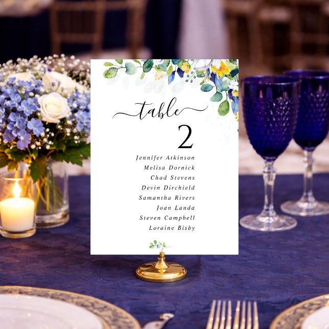 Elegant yellow blue wedding seating table numbers (Creator Uploaded)