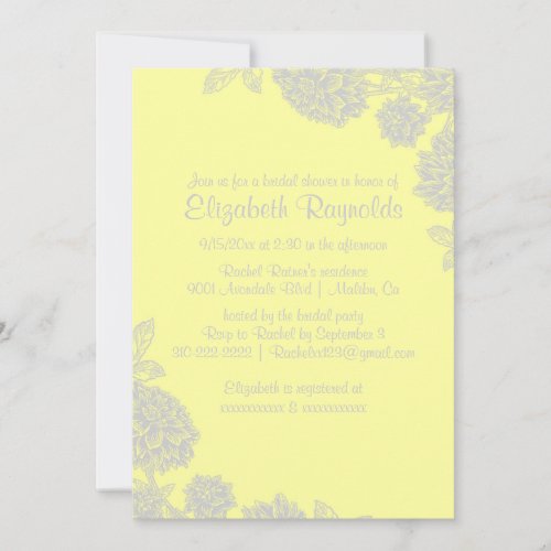 Elegant Yellow Bridal Shower Invitations