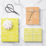 Elegant Yellow Bride Groom Names Weddings Wrapping Paper Sheets<br><div class="desc">Simple,  yellow,  elegant,  Wedding wrapping paper. Modern Mr and Mrs,  bride and groom wrapping paper. You can personalize it with your names and date.</div>