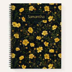 Elegant Yellow Buttercup Flower Pattern Notebook