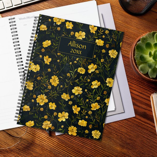 Elegant Yellow Buttercup Flower Pattern Planner (Creator Uploaded)