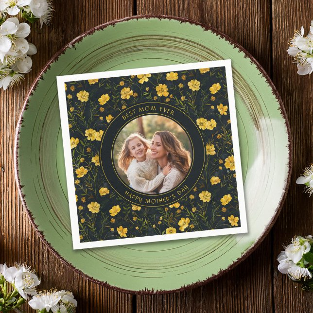 Elegant Yellow Buttercup Flowers Mother's Day Napkins (Creator Uploaded)