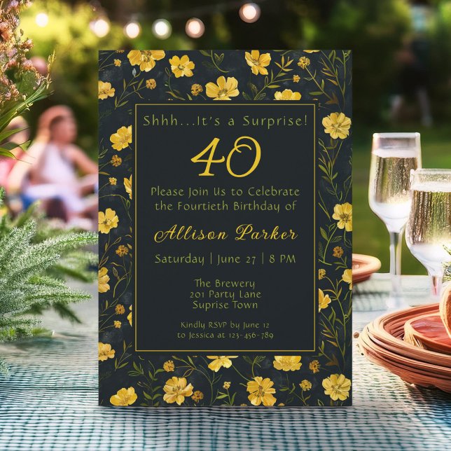 Elegant Yellow Buttercup Surprise Birthday Party Invitation (Creator Uploaded)
