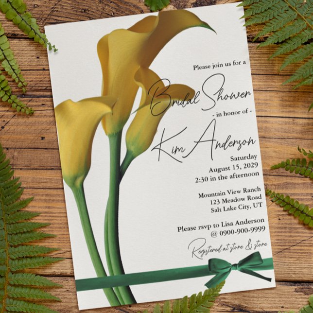 Elegant Yellow Calla Lily Bridal Shower  Invitation (Creator Uploaded)