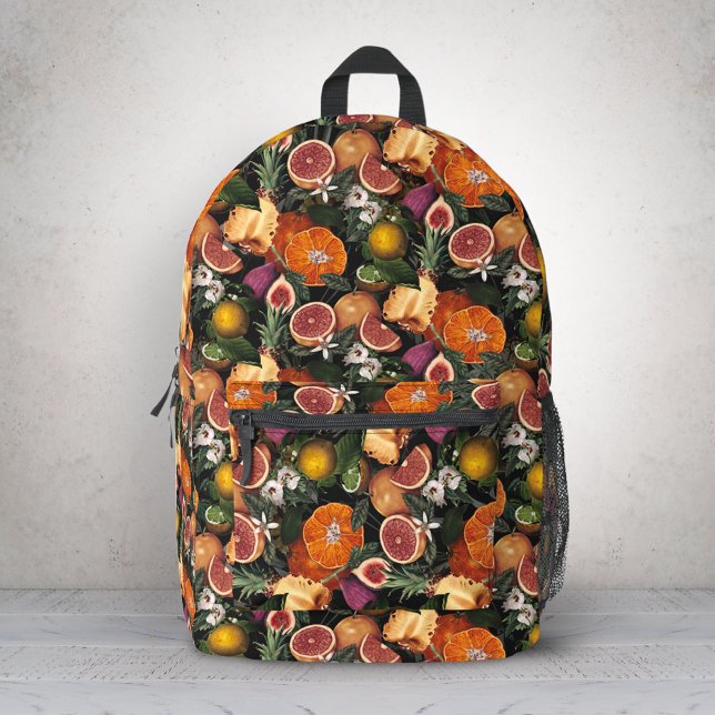 Elegant yellow citrus oranges fruits pattern printed backpack (Creator Uploaded)