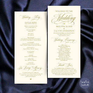 Elegant Yellow Cream Gold Script Wedding Ceremony Program